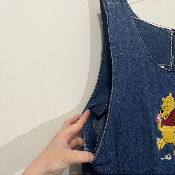 VTG Disney Catalog Winnie the Pooh Denim Dress Jumper Overall Womens Sz XL 90s - Picture 8 of 16